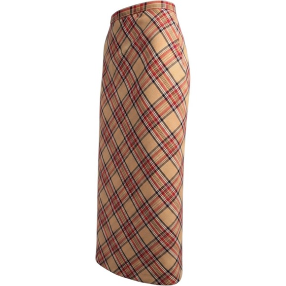 Sag Harbor Dresses & Skirts - Vintage Tan Brown Red Plaid Midi A Line Skirt 90s Fall Academia Preppy 8 Retro